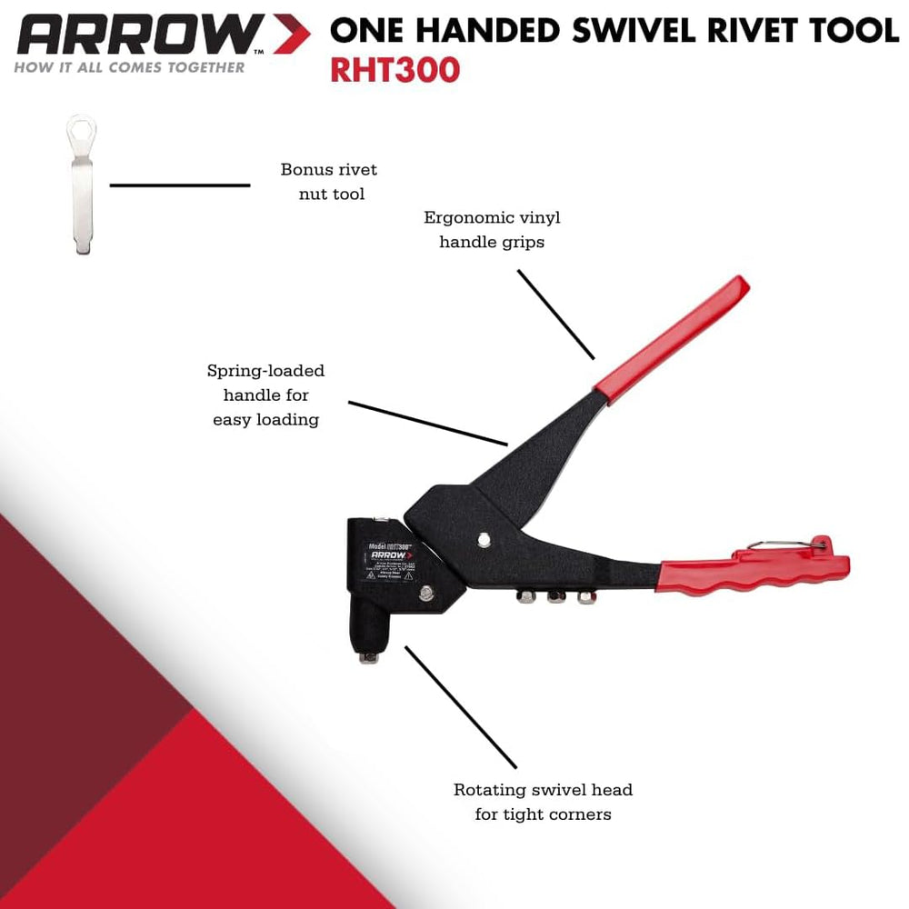 Arrow RHT300 swivel head rotated demonstrating access to tight angles for easier fastening