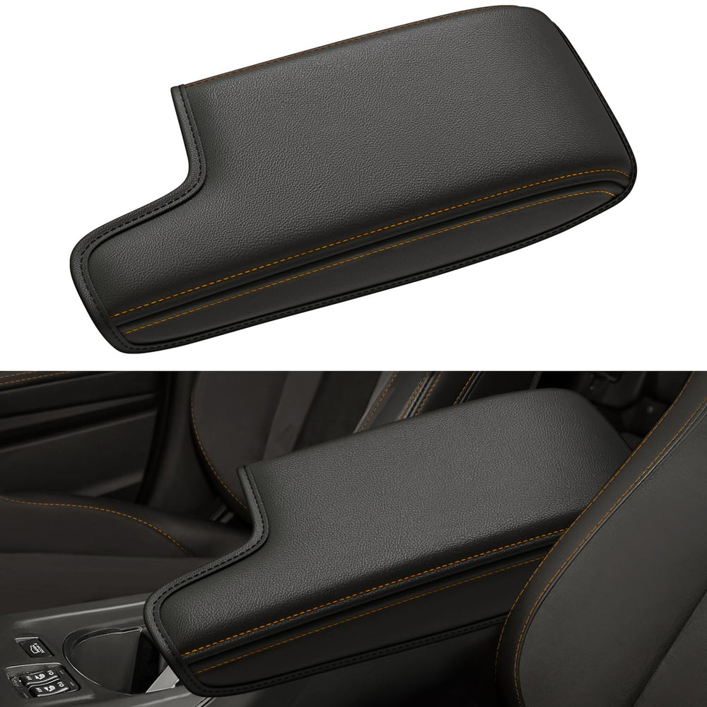 Asgohme front view of armrest cover showing neat fit and color contrast benefits