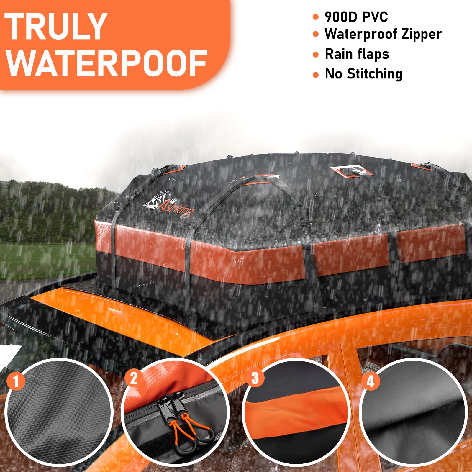 Asinking installed on suv without rack demonstrating universal fit and stability