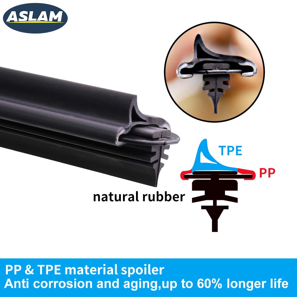 ASLAM wiper blades installed on a windshield showing clear visibility during rain