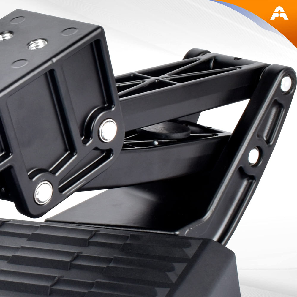 ASOPARTS step folded into bumper showing low profile storage benefit