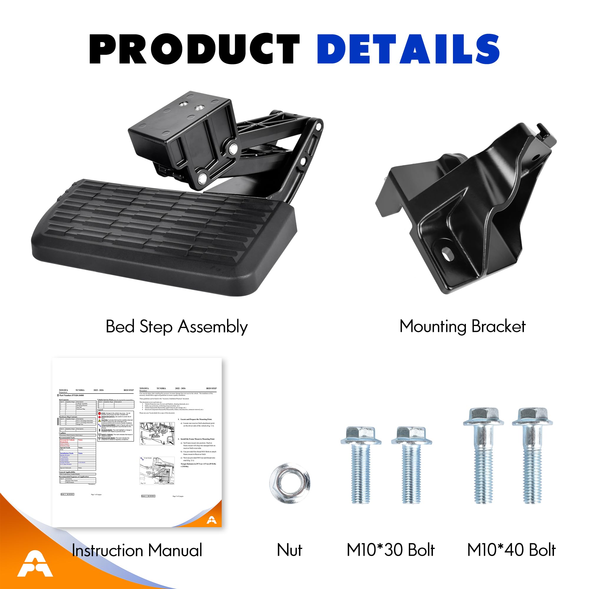 ASOPARTS step mounting points and hardware for straightforward installation