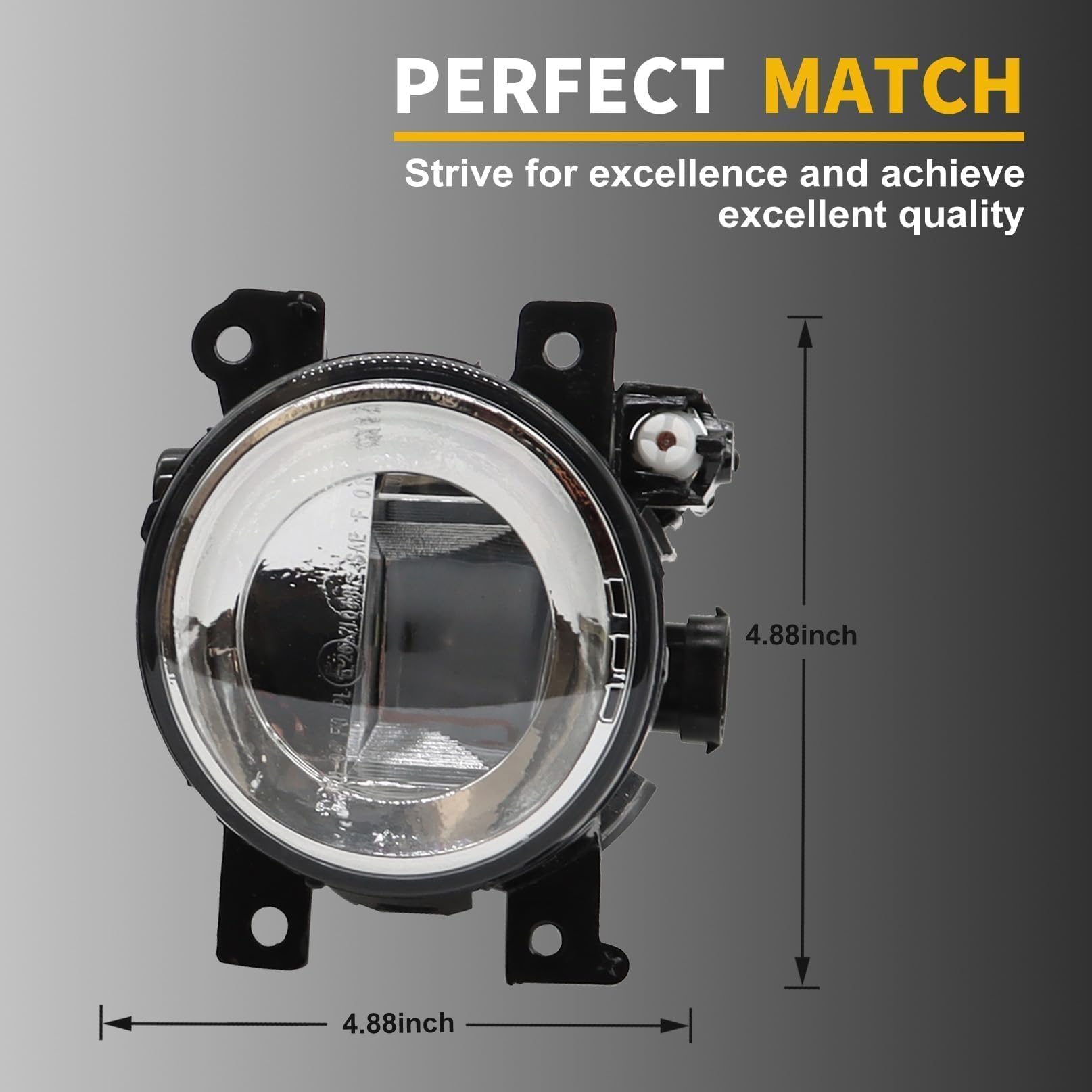 Aspaton fog lamp right-side closeup lens, clear optics for improved visibility