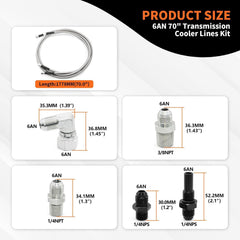 Aspaton hose end and 6AN fitting detail showing leak-resistant connection