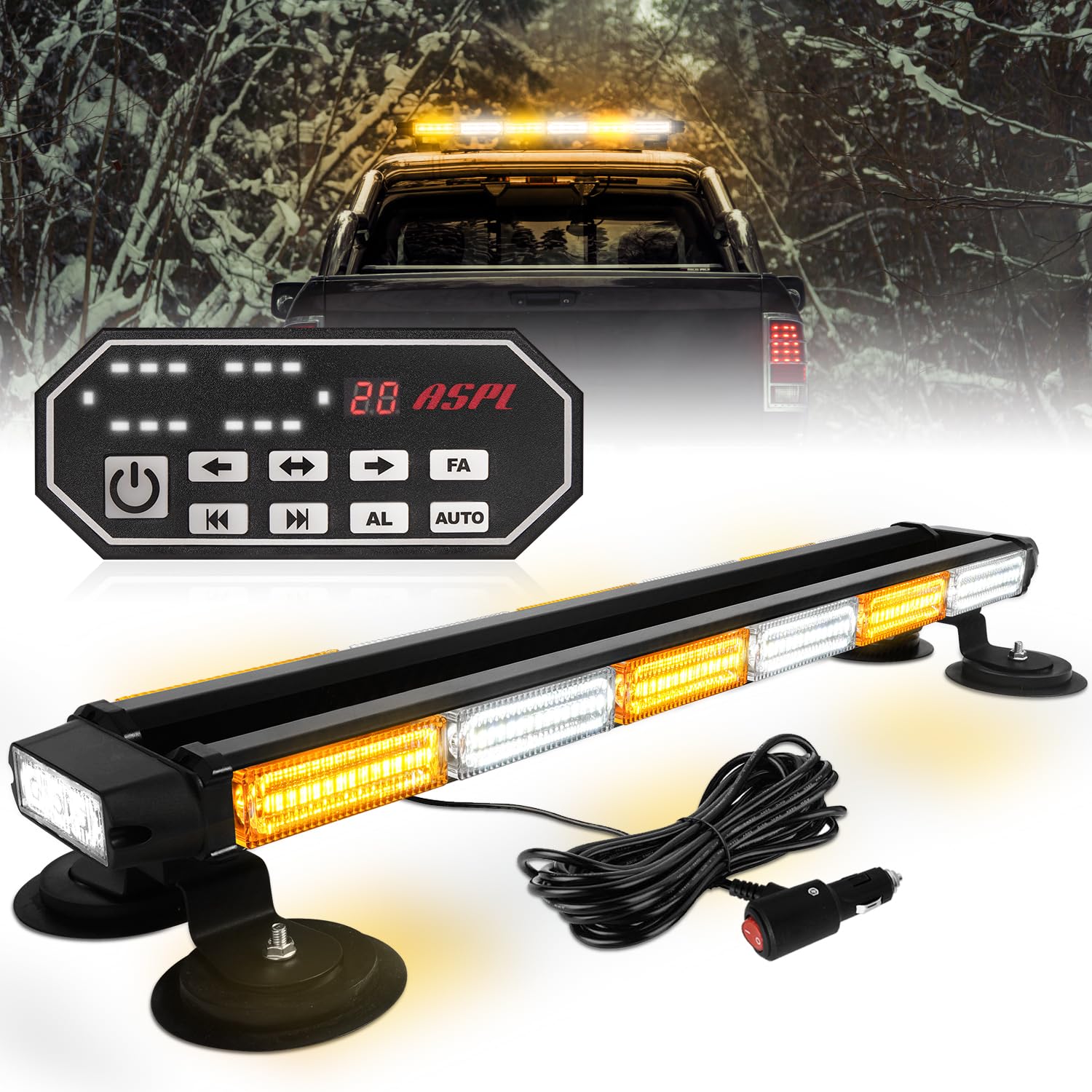 ASPL 26-inch front view showing amber white LEDs and wide visibility
