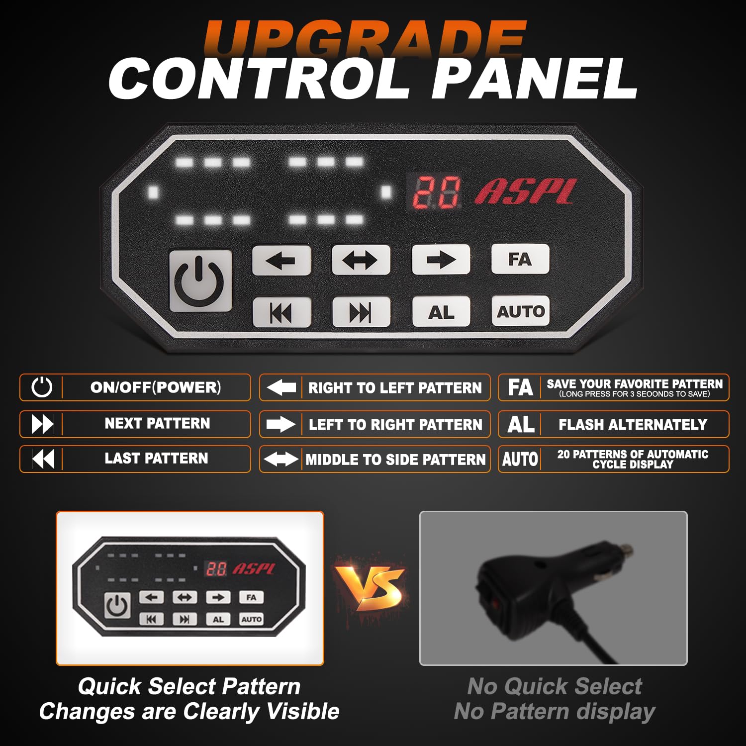 ASPL controller mounted on dash for quick pattern selection and convenience
