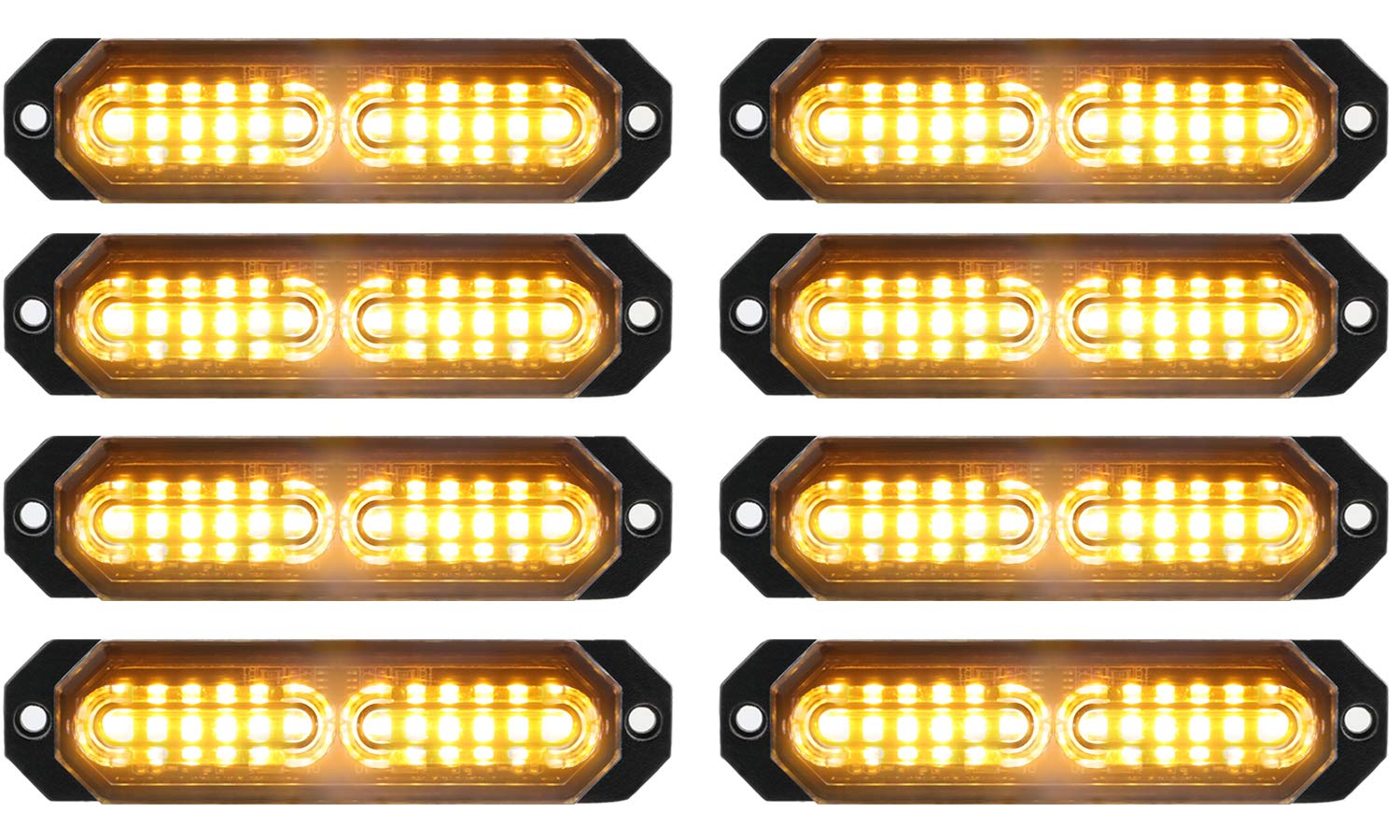 ASPL front view of eight ultra-slim strobes showing compact design and high visibility