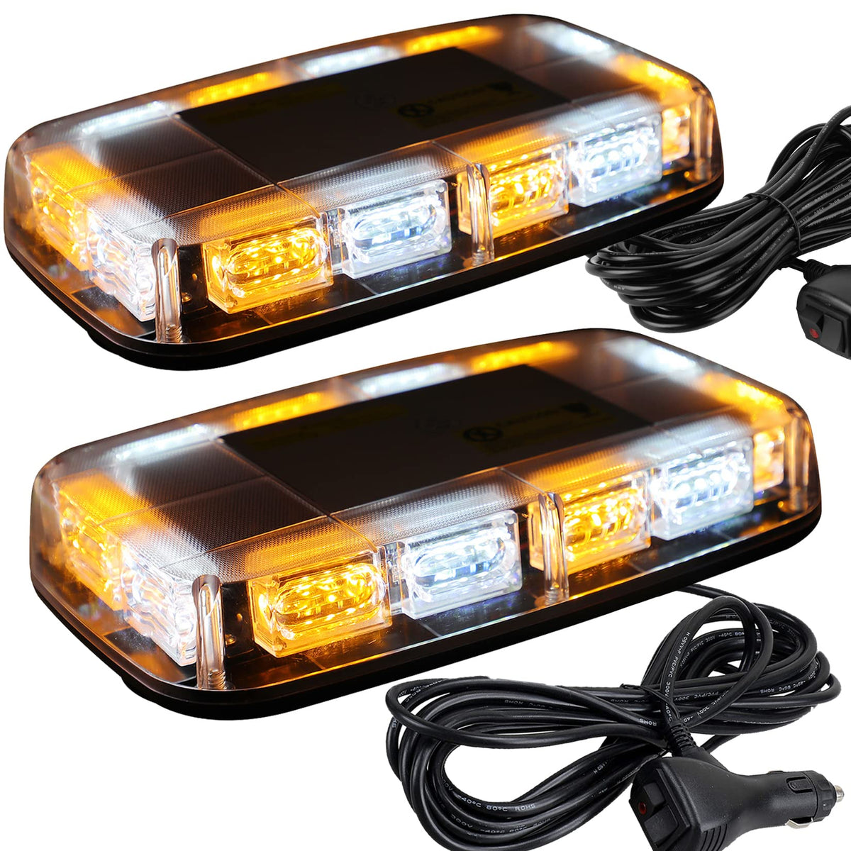ASPL front view of both 48LED strobe bars showing shape and bright LEDs