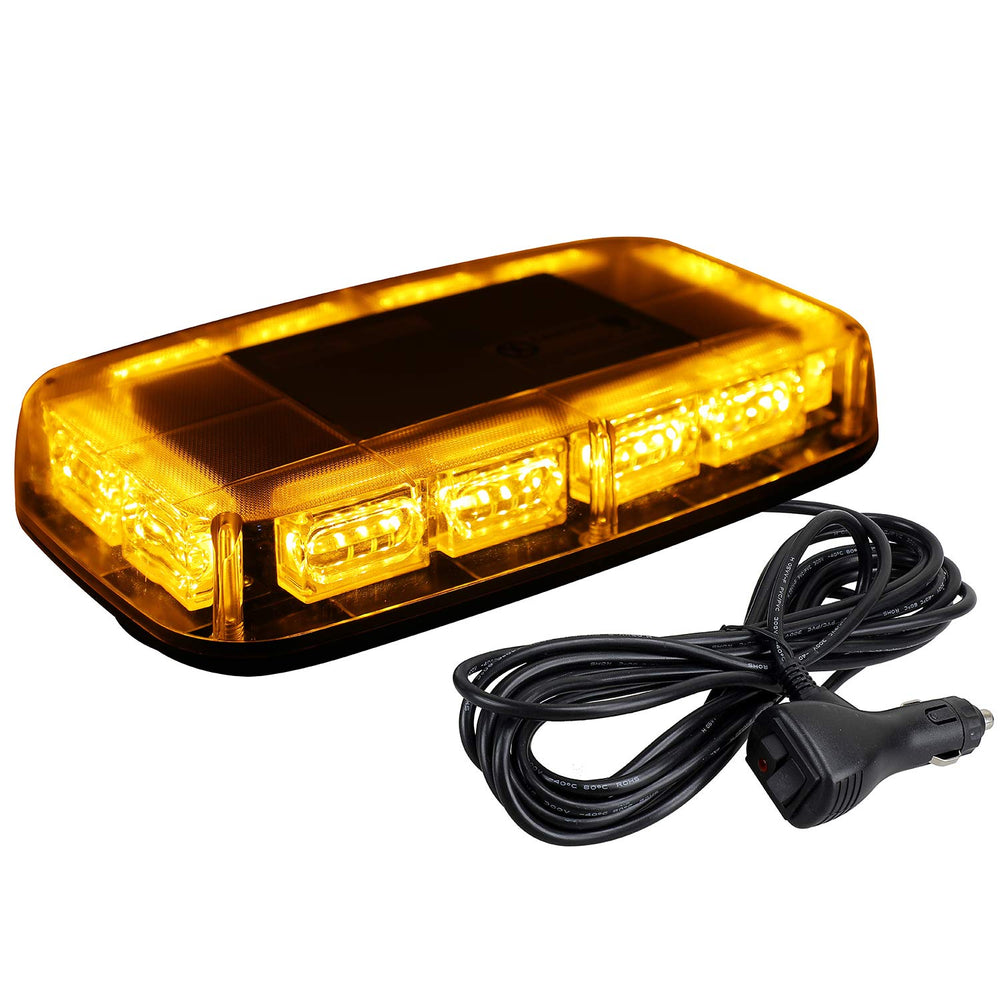ASPL front view of amber strobe light bar showing compact design and improved visibility