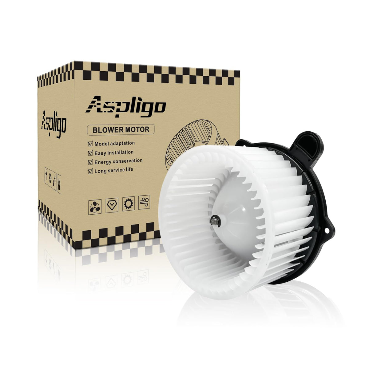 Aspligo blower front assembly showing fitment and reliable airflow