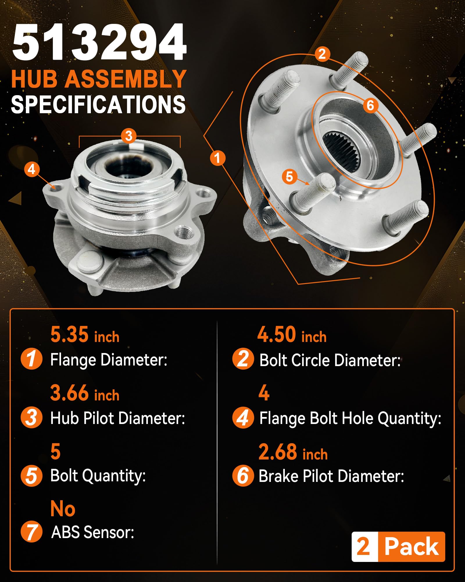 Aspligo front hub flange and wheel studs close-up showing precise fitment