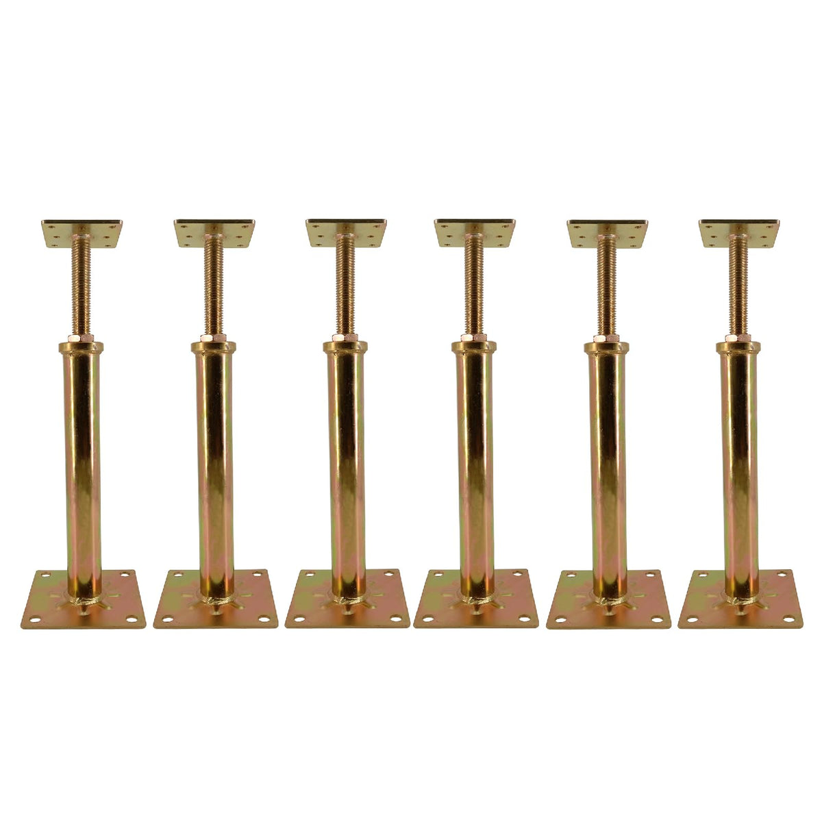 ASTAMOTOR front view of six galvanized floor jacks showing compact pack and labels, improves jobsite organization