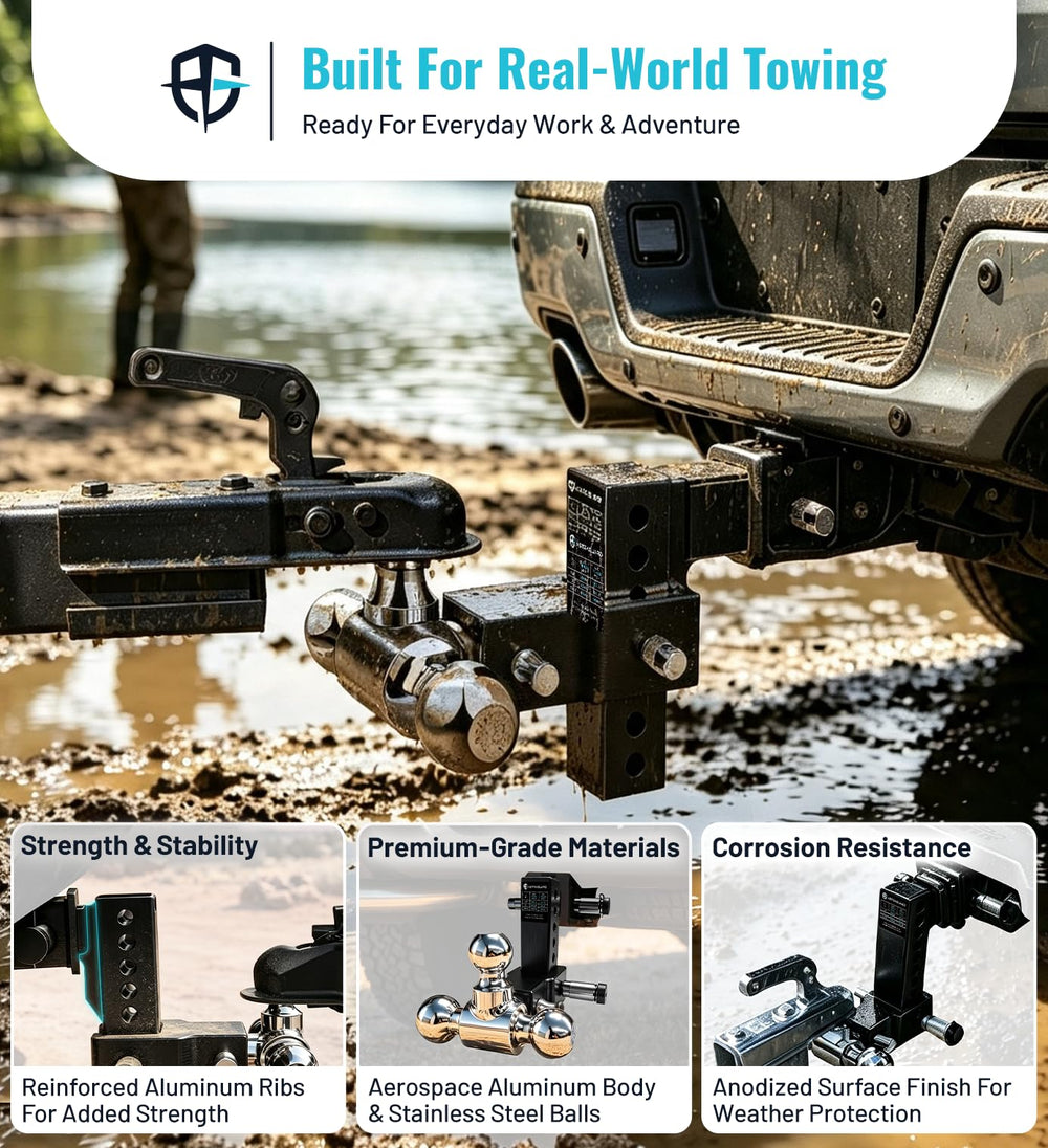 AstraGuard hitch installed on truck showing secure fit and level towing