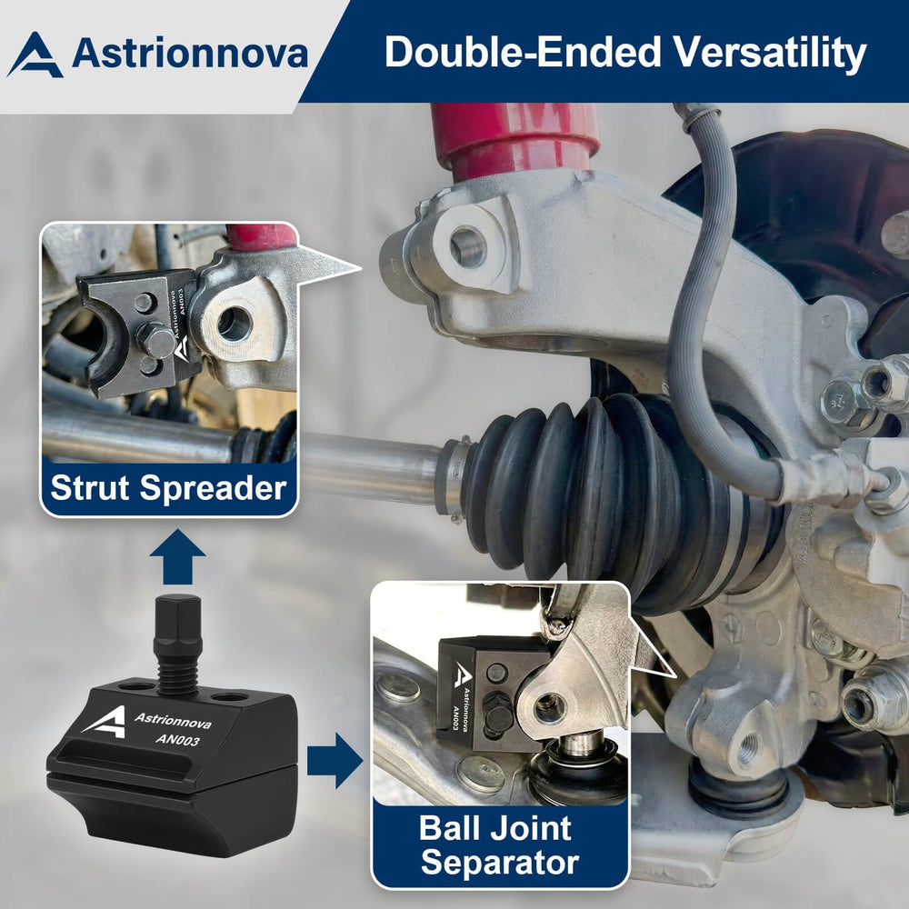 Astrionnova tool in use removing a strut while protecting steering knuckle