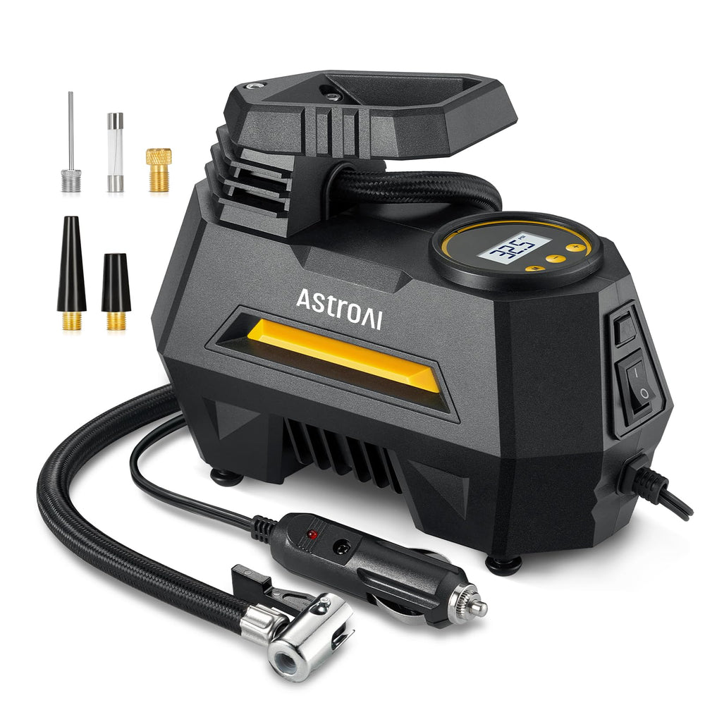 AstroAI AIRUN H1 front view showing compact pump and easy-carry design benefit