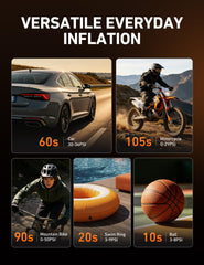 AstroAI AIRUN H LED light in use illuminating a tire for safer nighttime inflation