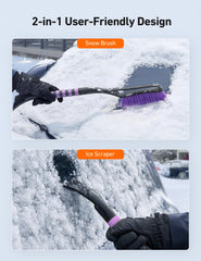 AstroAI close-up of soft split bristles, scratch-free snow removal