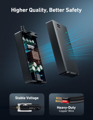 AstroAI converter cable length shown with measuring tape demonstrating 8.25ft reach advantage