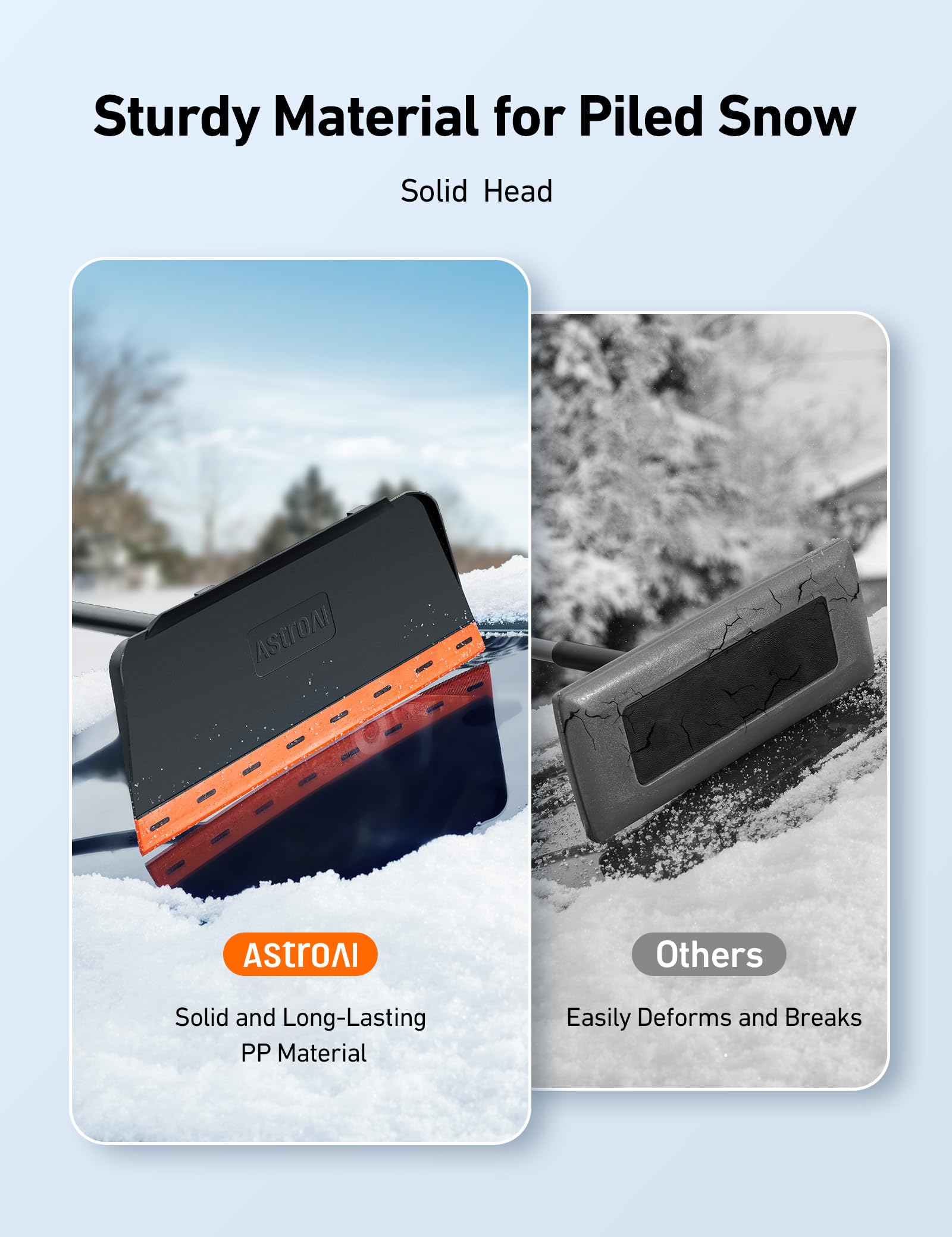 AstroAI extended reach in use clearing roof and windshield of an SUV for safer visibility