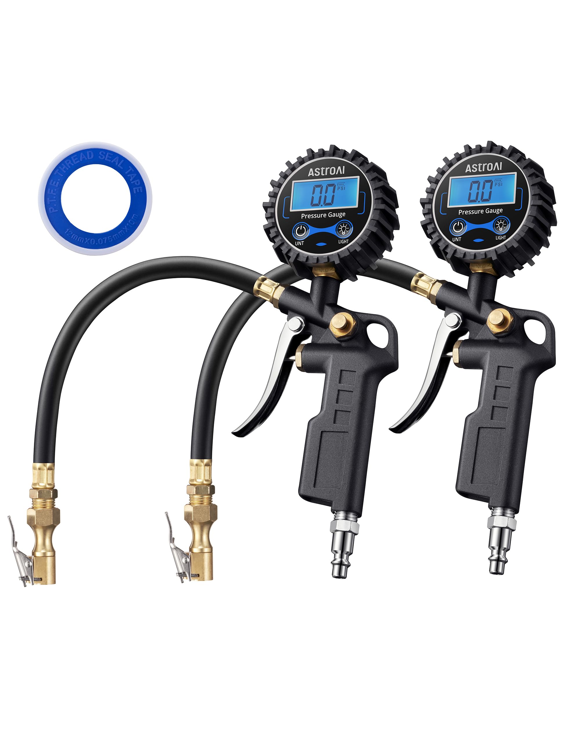 AstroAI inflator front view showing gauge and controls for easy readings