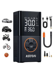 AstroAI L7 front view showing controls and orange housing for easy storage