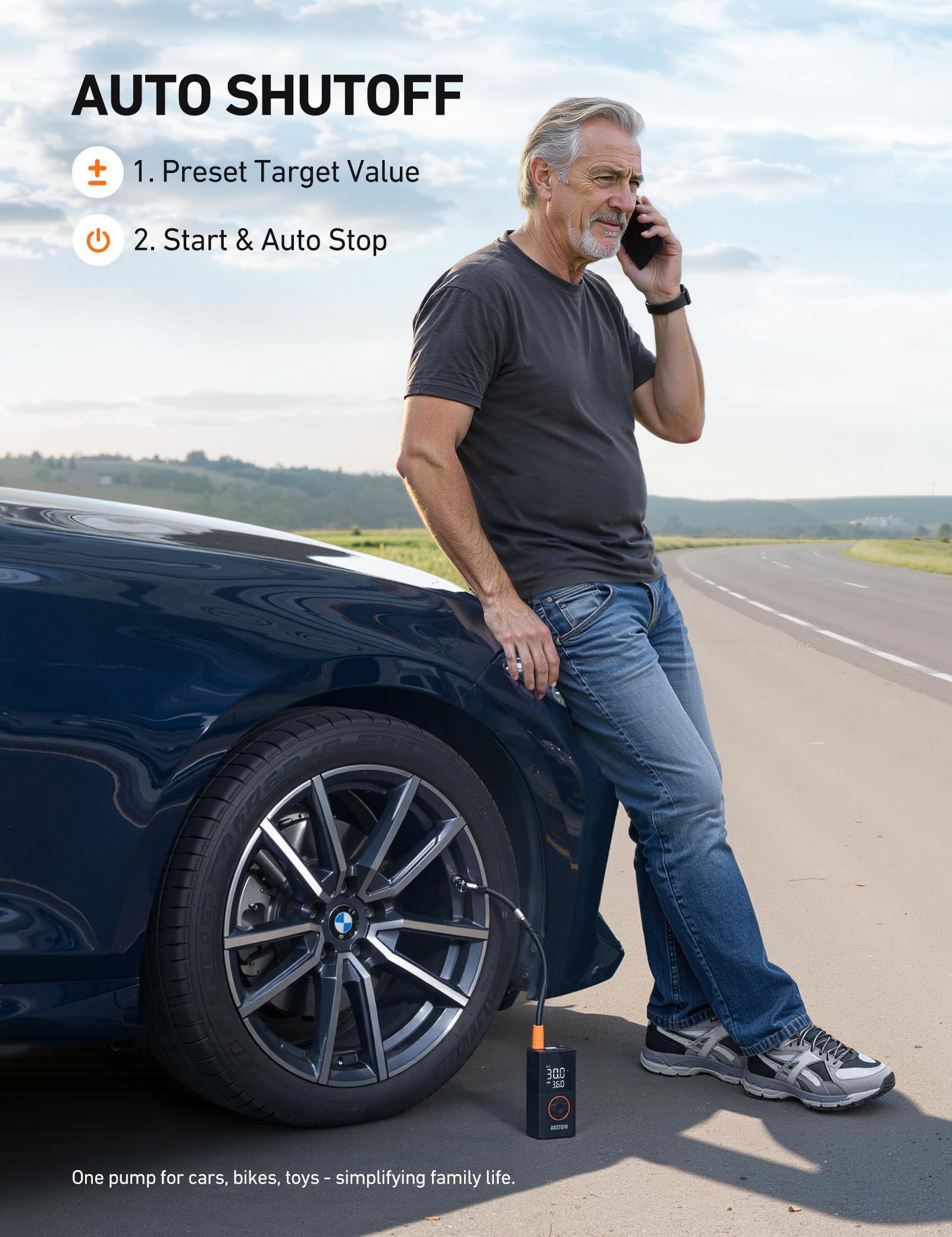 AstroAI L7 LED flashlight illuminating roadside scene for emergency visibility