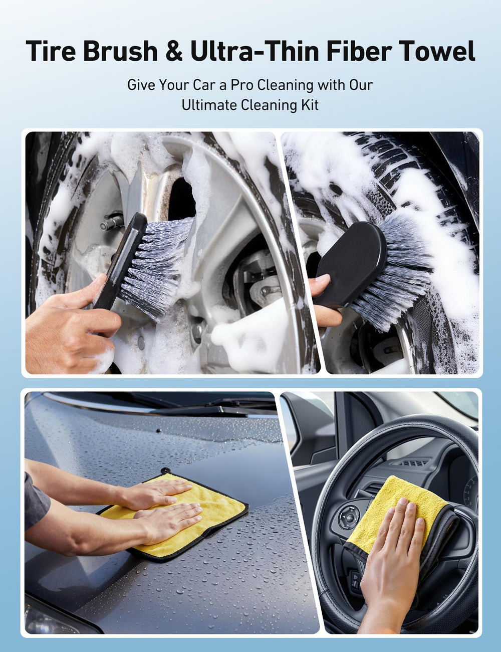 AstroAI lifestyle shot washing an SUV outdoors conveying convenient at-home detailing