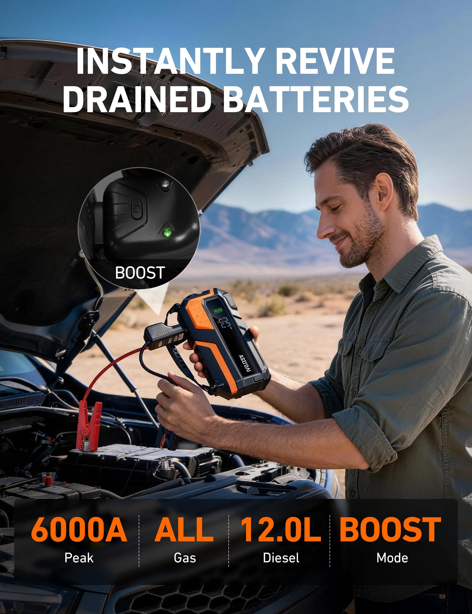 AstroAI M10 ergonomic handle and EVA case for easy transport and protection