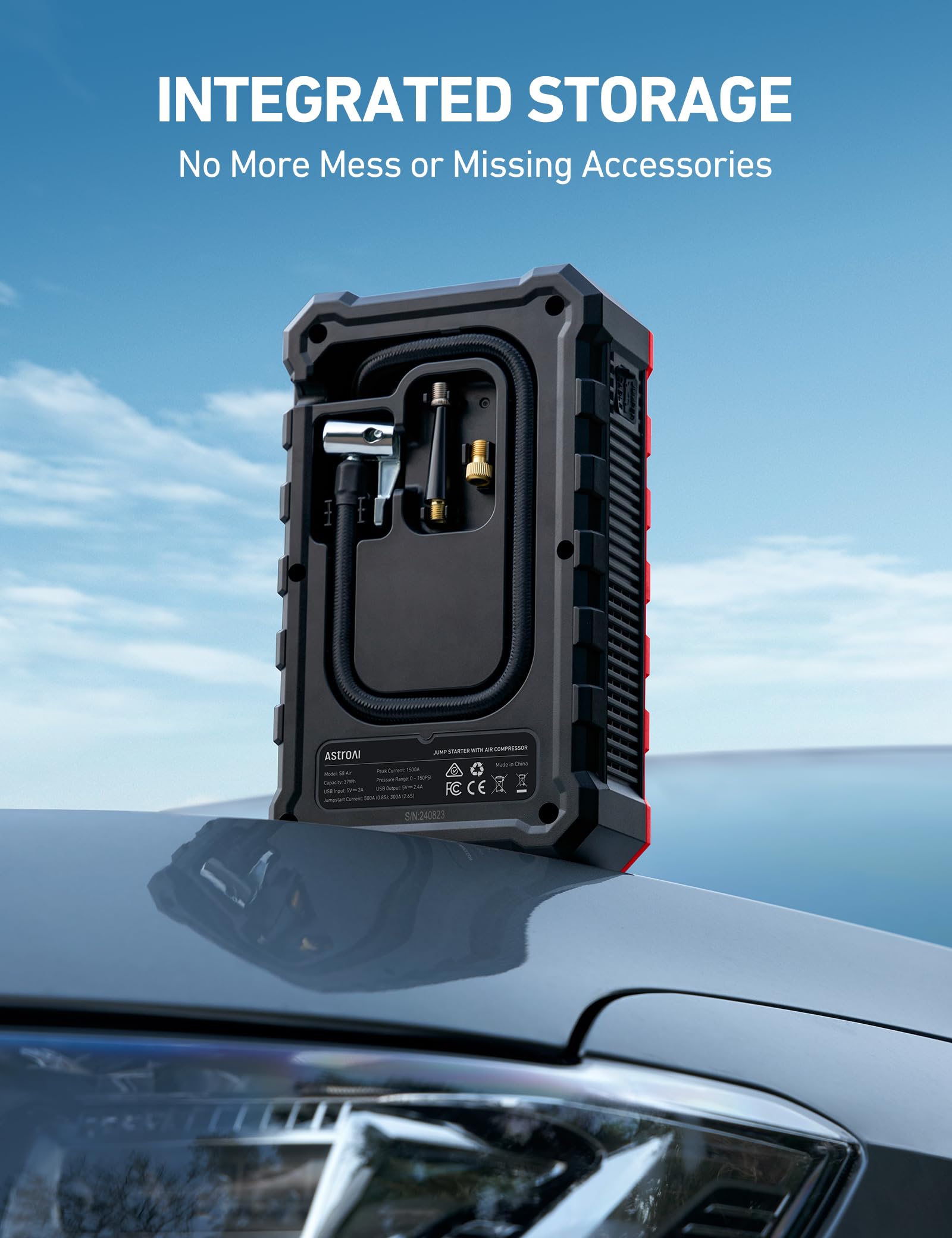 AstroAI S8 Air powering a smartphone via USB port for on-the-road charging