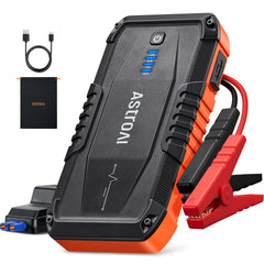 AstroAI S8 front packaging showing compact jump starter and branding for quick roadside power