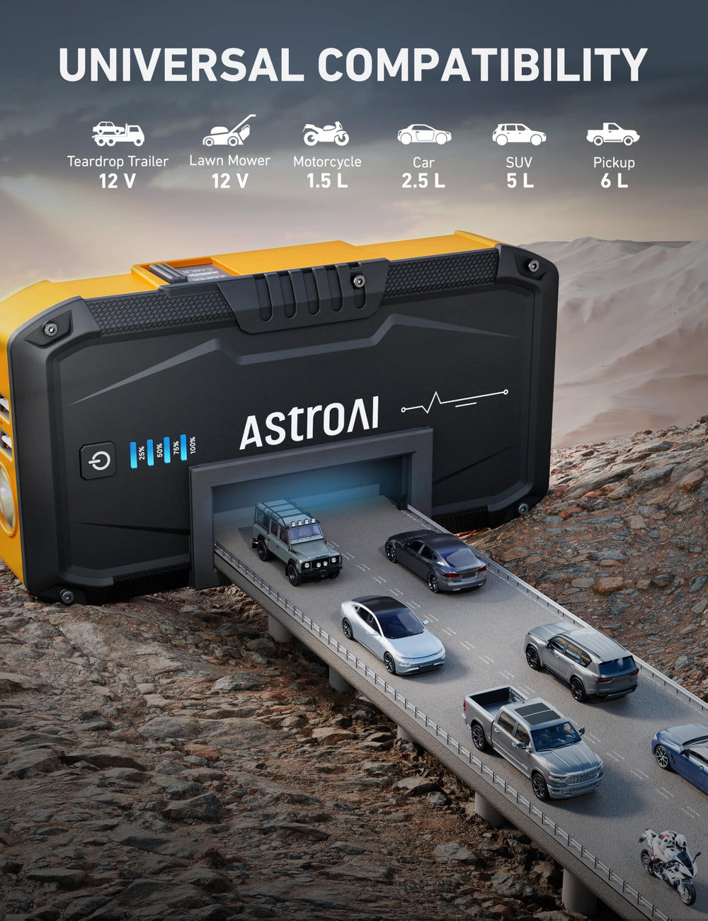 AstroAI S8 held in hand to show compact size and easy storage convenience