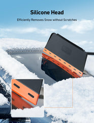 AstroAI close-up of solid silicone head highlighting gentle, paint-safe snow removal