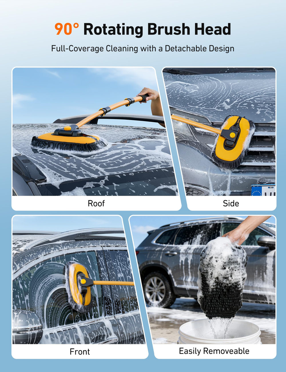 AstroAI spare microfiber brush head and towel laid out for quick replacement and drying