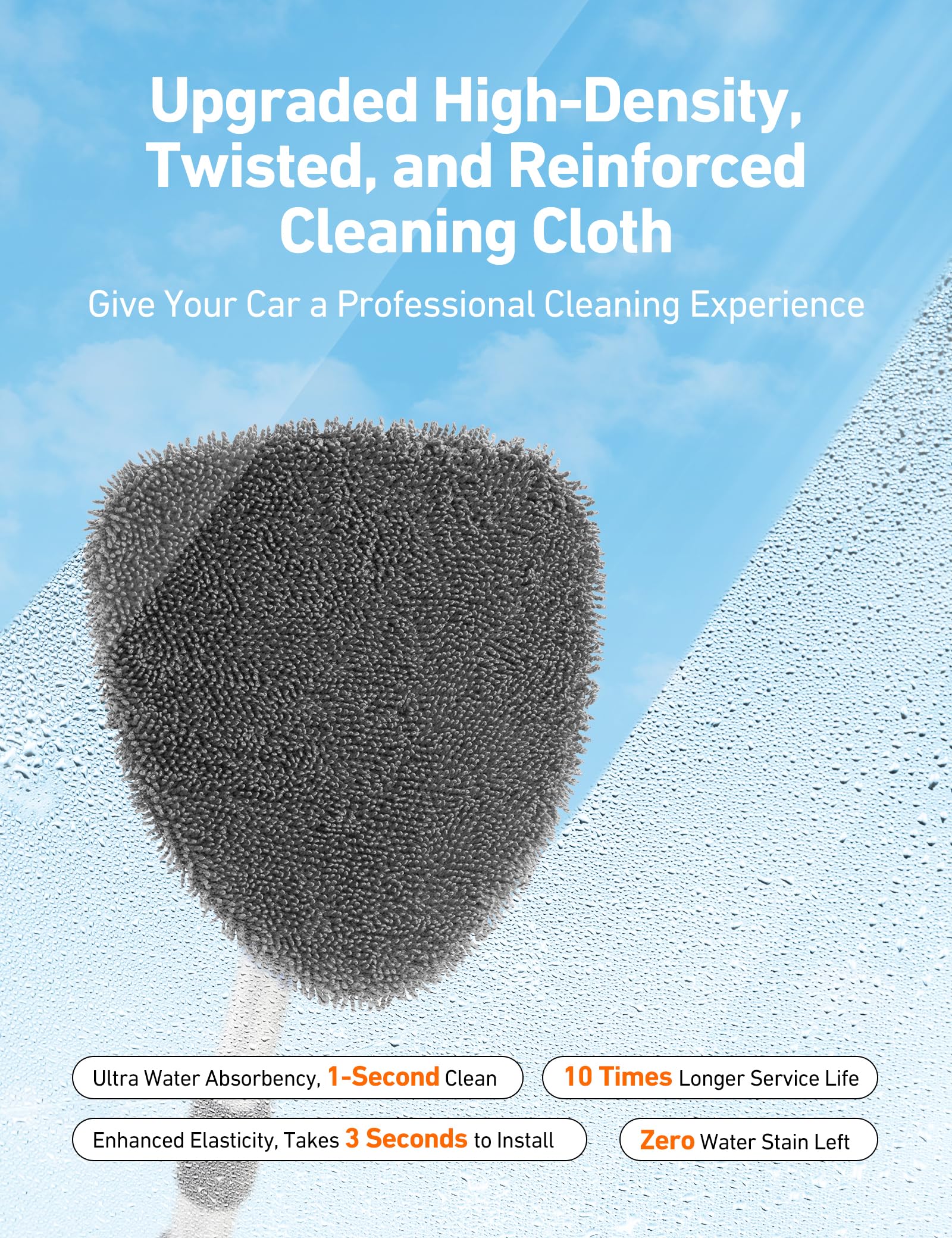 AstroAI telescoping handle extended to full length for ergonomic glass cleaning