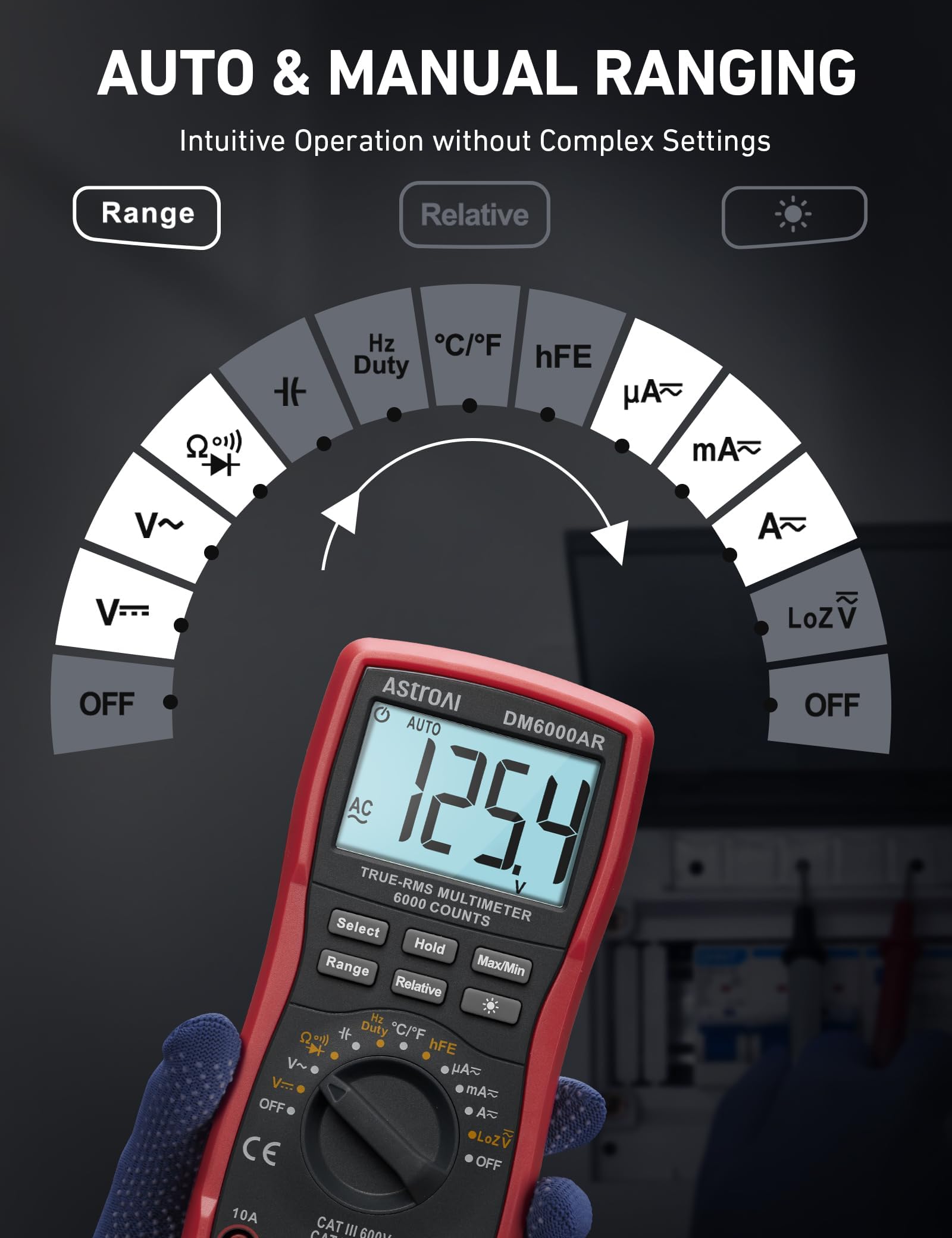 AstroAI test leads and probe detail with insulated tips for secure contact
