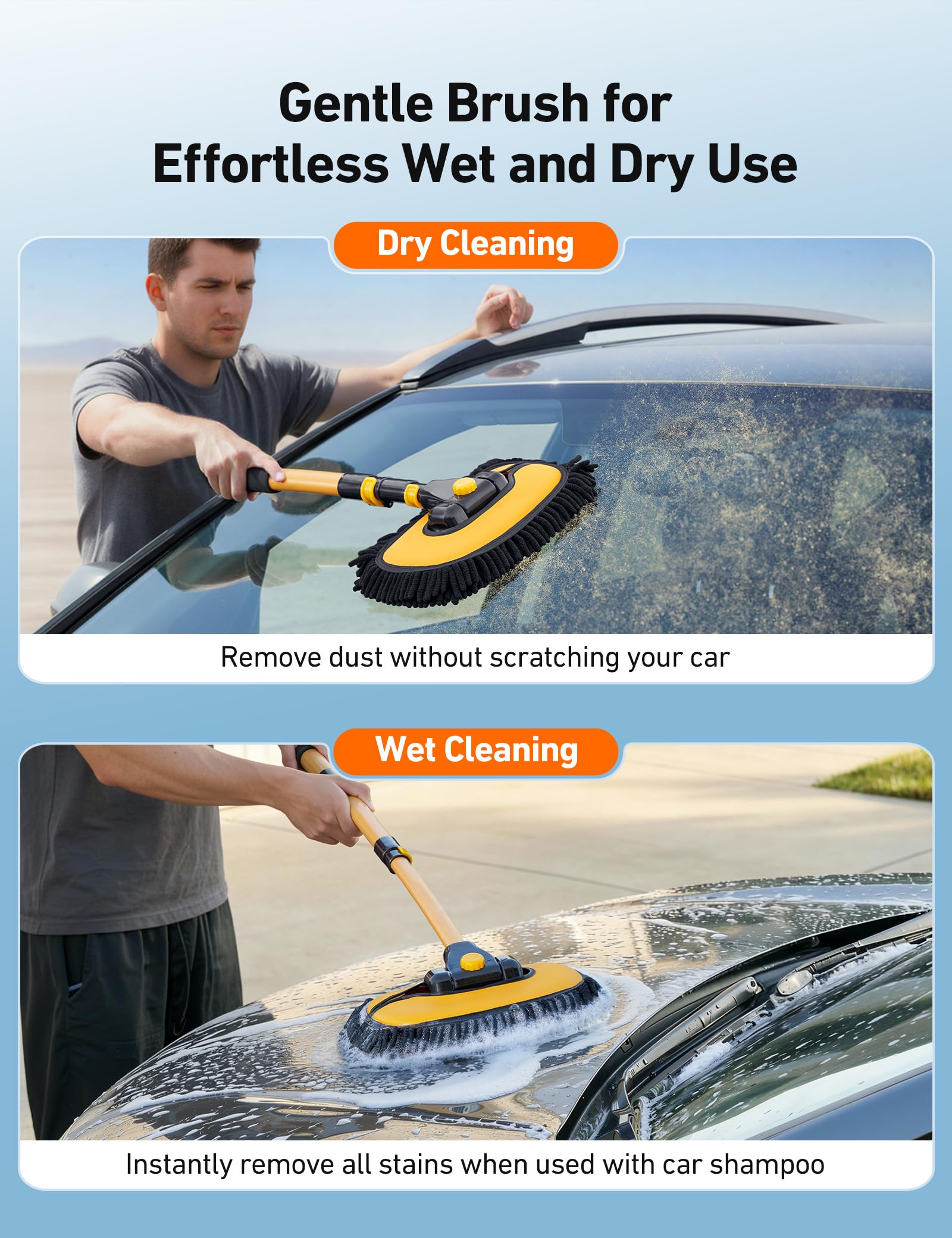 AstroAI tire brush scrubbing a wheel showing targeted grime removal capability