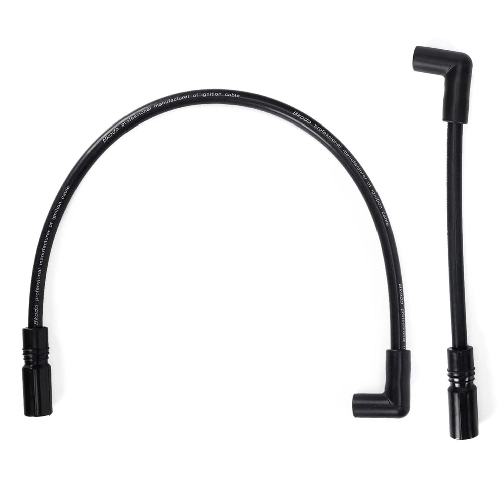 Atesilor front view of black spark plug wires showing packaged pair and tidy appearance, reliable fit