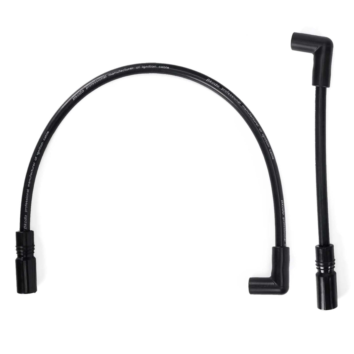 Atesilor front view of black spark plug wires showing packaged pair and tidy appearance, reliable fit