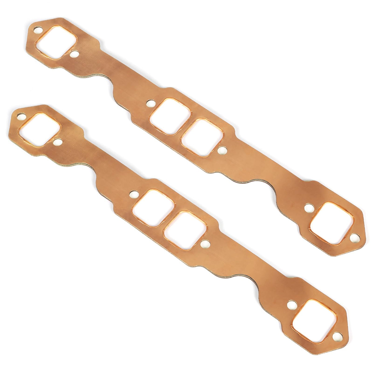 Atesilor front view of two copper square-port gaskets showing shape and fit benefits