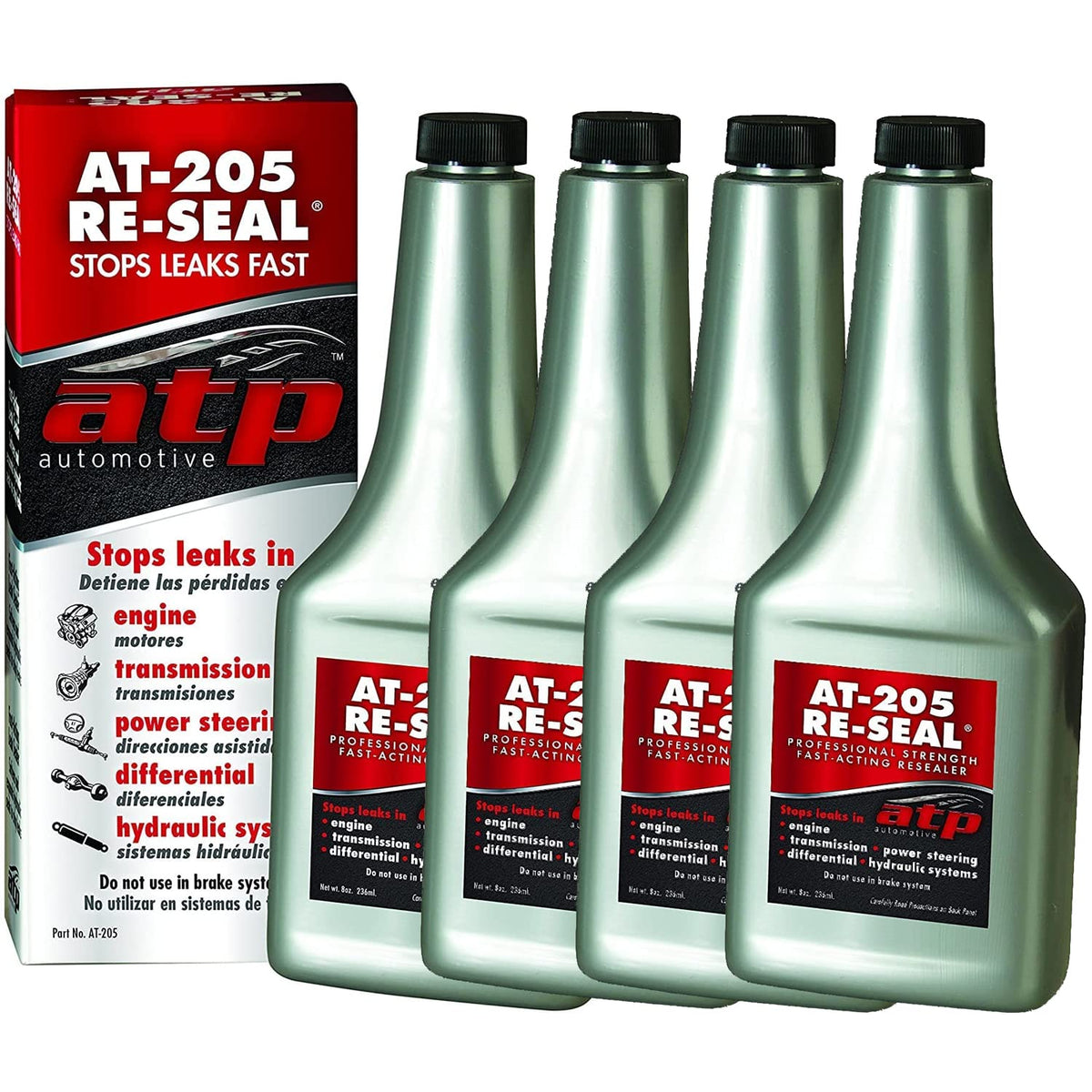 ATP automotive bottle front label showing product and benefit of sealing