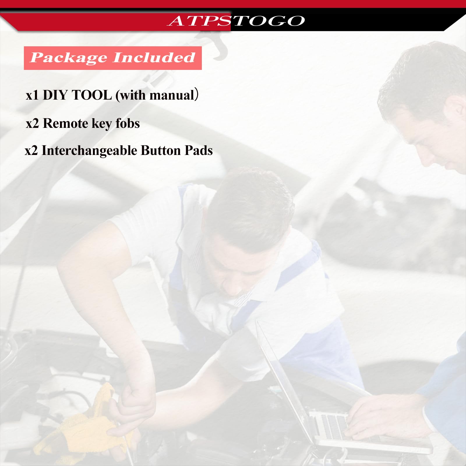 Two ATPSTOGO remotes installed in vehicle during setup, fast in-car programming