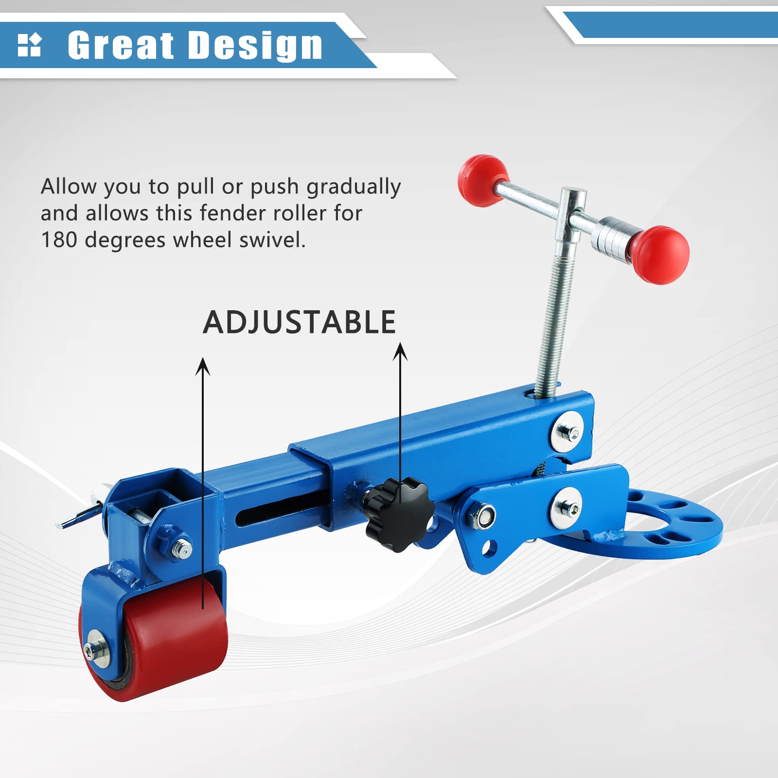 ATPTOOL tool next to tire and rim showing scale and compatibility for most cars and light trucks