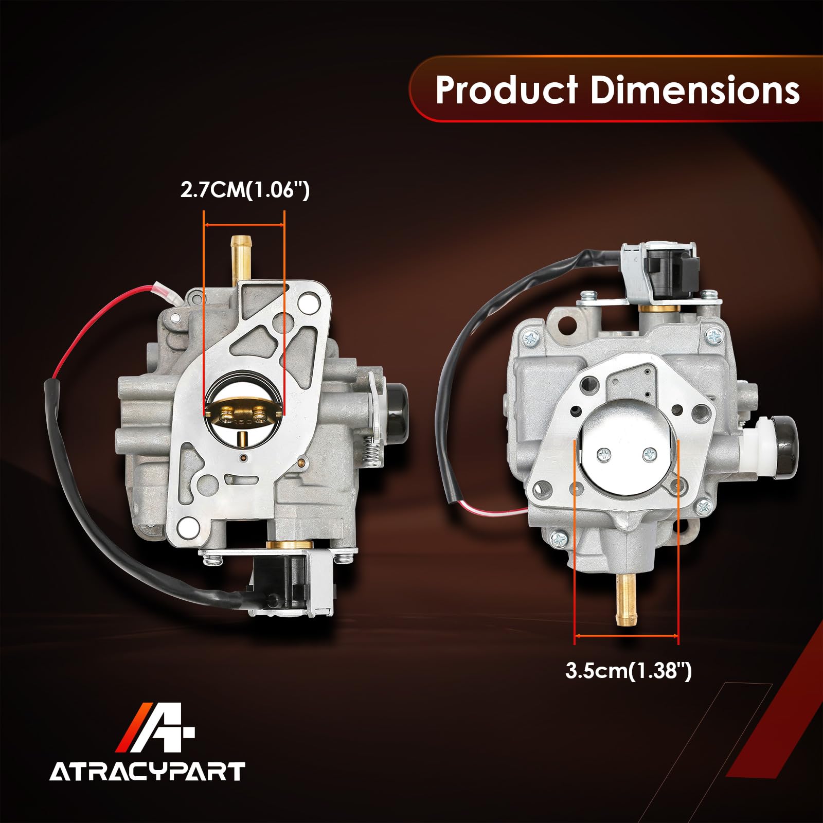 ATRACYPART carburetor beside ruler for scale to confirm correct dimensions