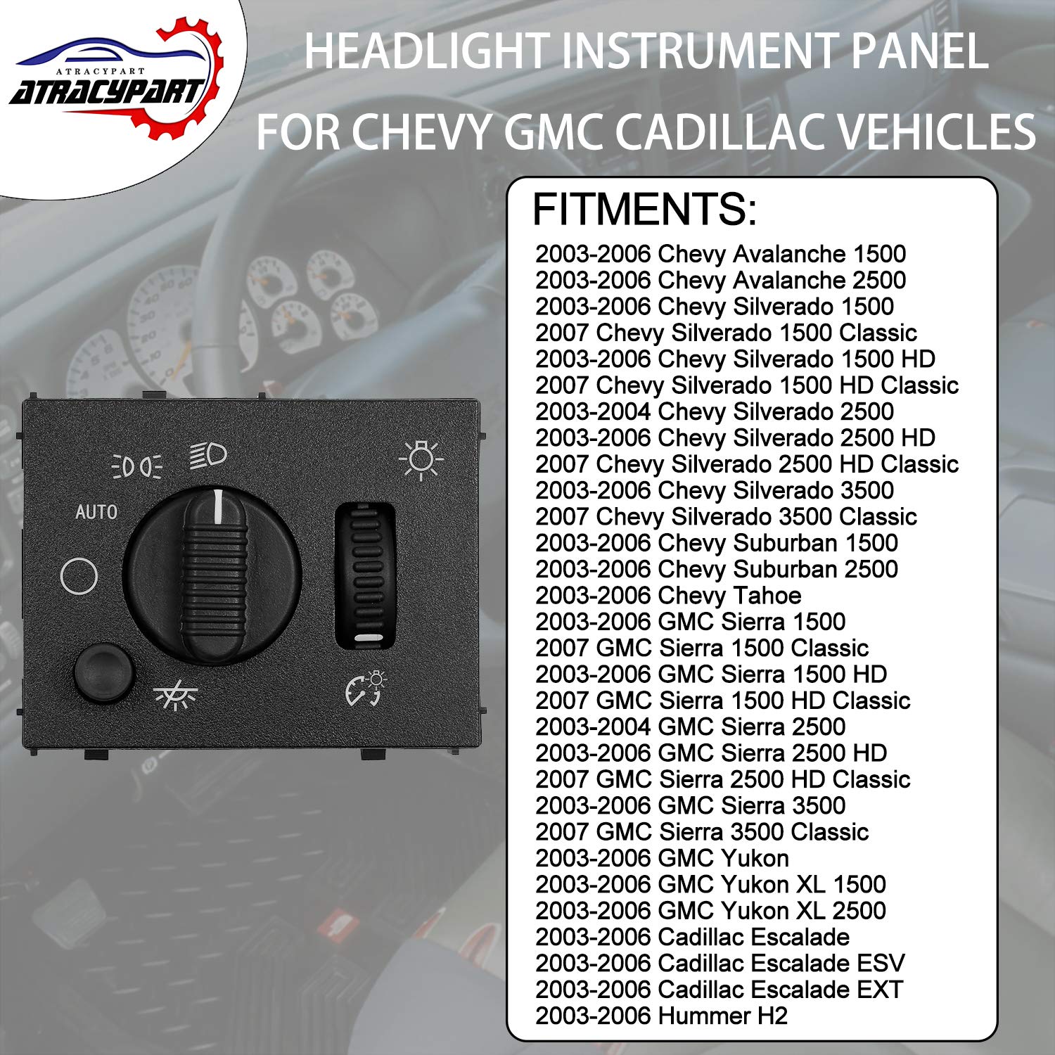 ATRACYPART green LED symbols illuminated on switch improving nighttime visibility