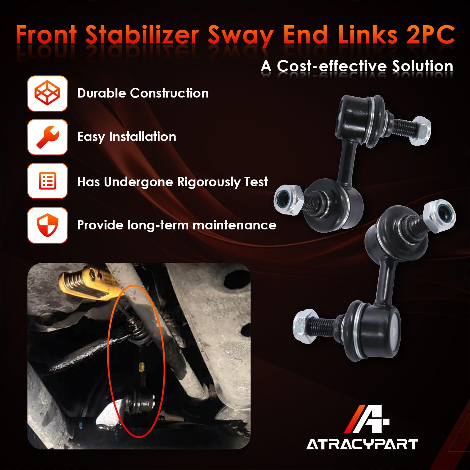 ATRACYPART sway bar link installed on vehicle suspension demonstrating restored stability