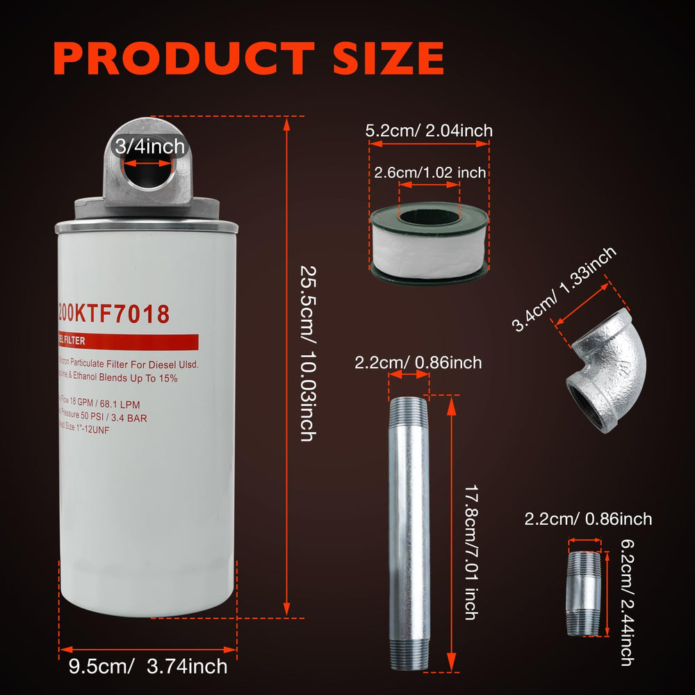 ATRACYPART filter next to ruler showing compact size for space-conscious installations