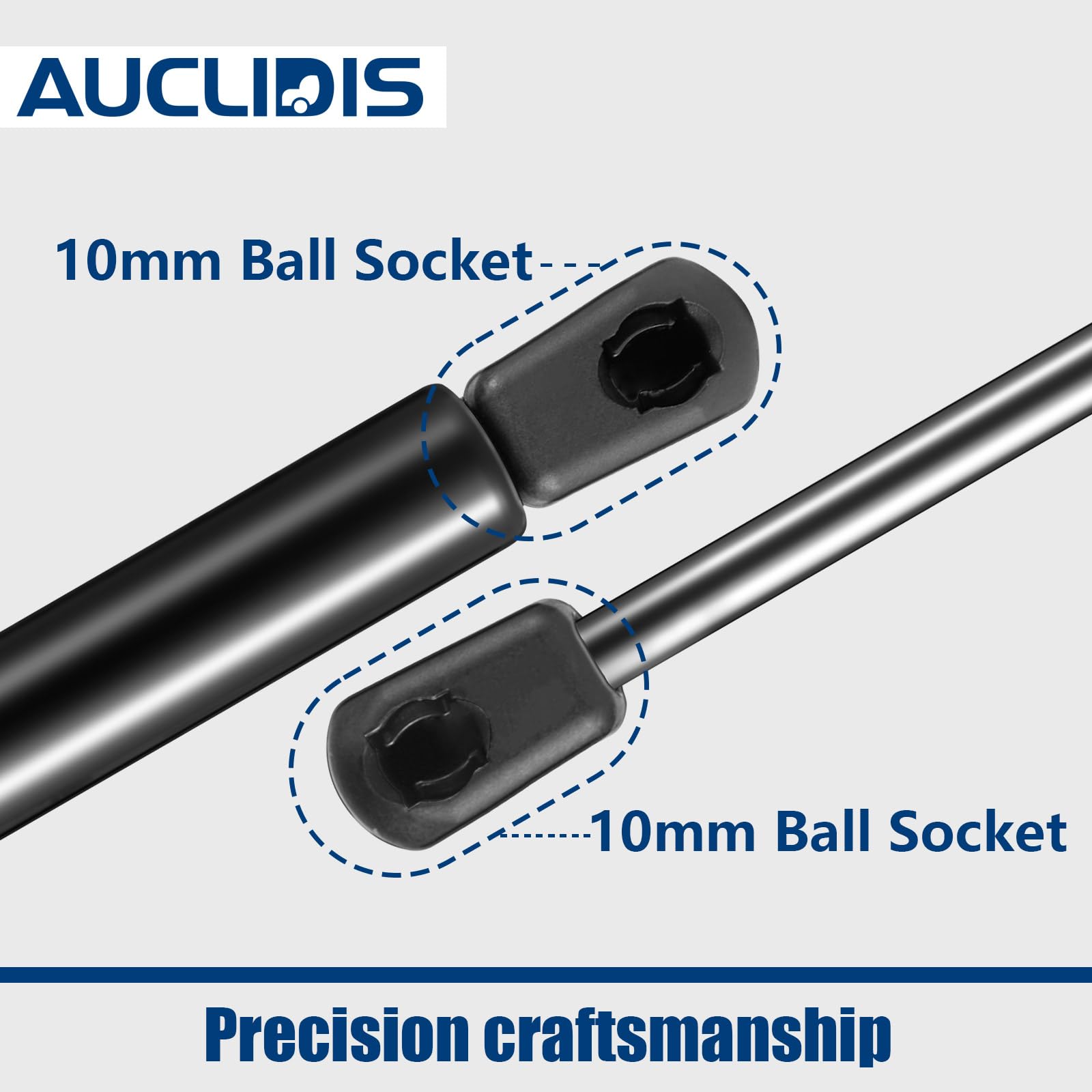 AUCLIDIS two matched gas struts side-by-side ensuring balanced support