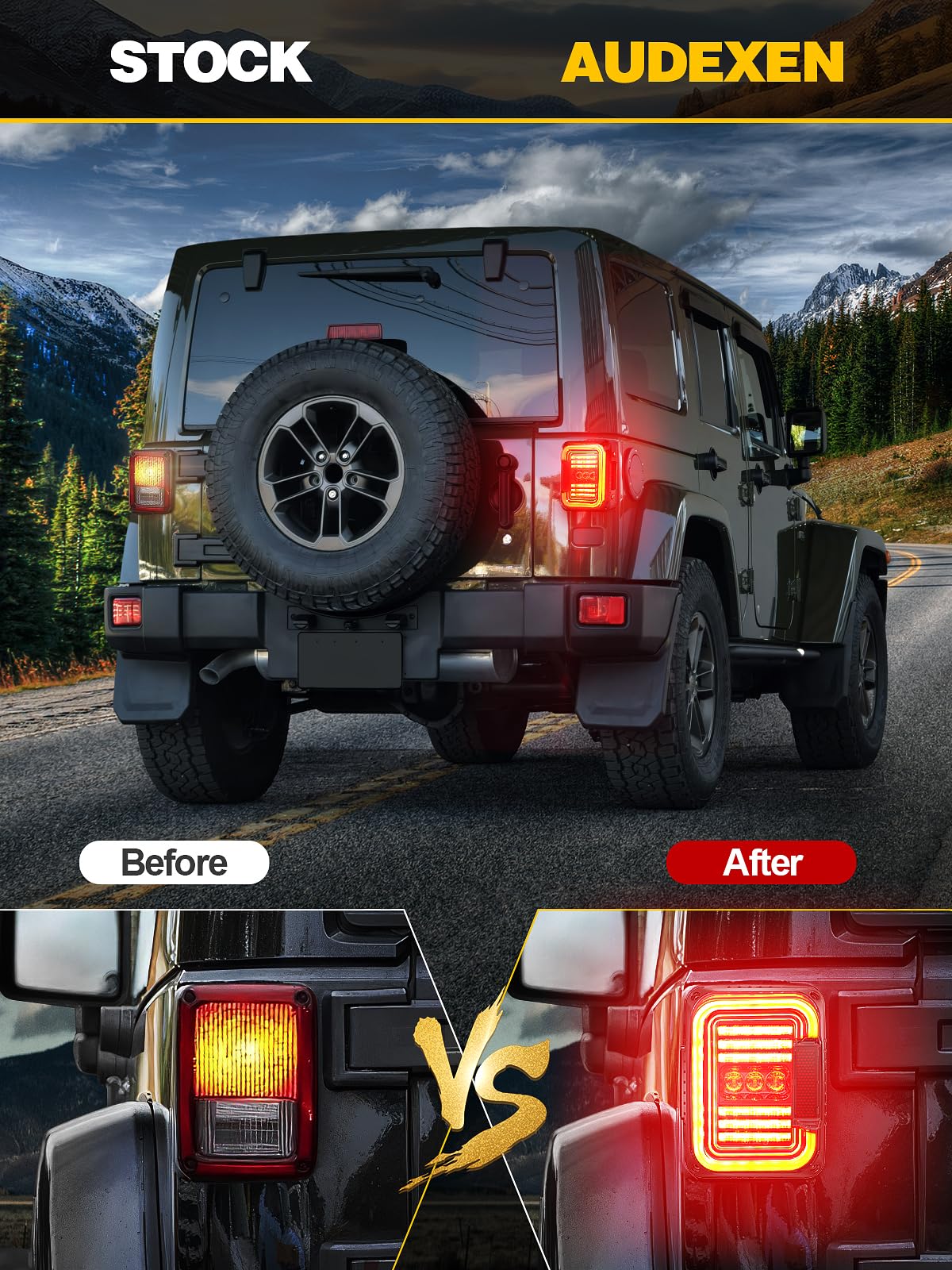 AUDEXEN installed on Jeep Wrangler showing improved rear appearance benefit