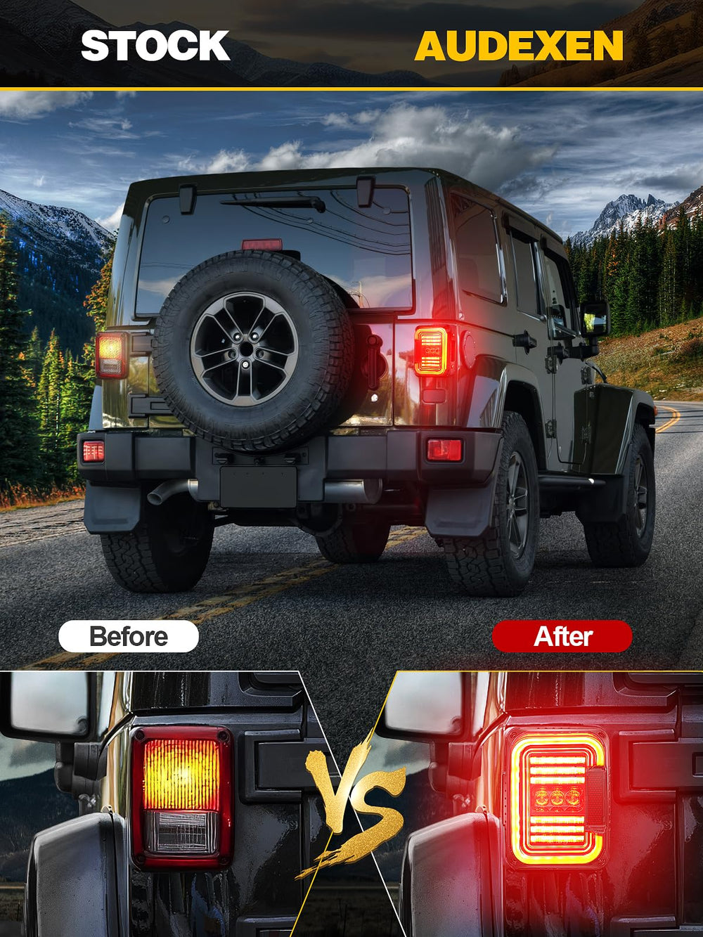 AUDEXEN installed on Jeep Wrangler showing improved rear appearance benefit