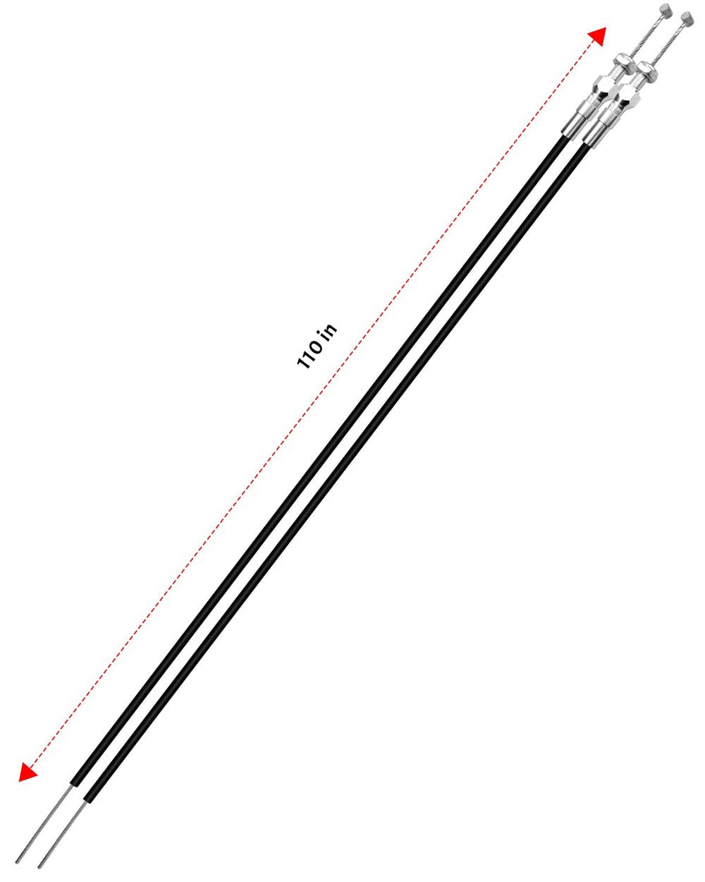 AUGREX cable laid next to measuring tape showing 110-inch length for proper fitment